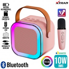 Caixa de Som Bluetooth 10W RGB XDG-62 Xtrad - Rosa